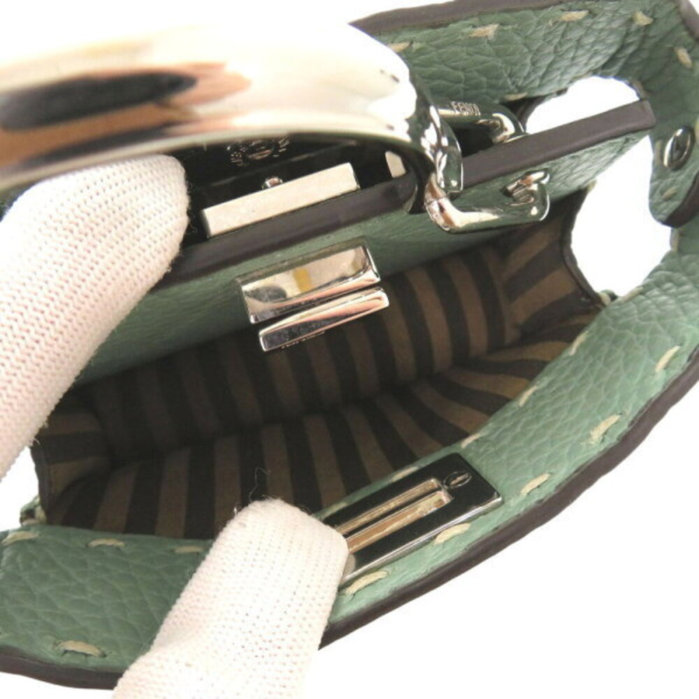 Fendi Peekaboo ICU Grained Leather Python Green S… - image 8